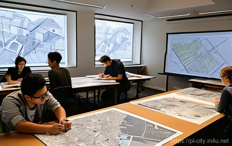 도시계획 전문가 자격증 준비 일정 - **Prompt:** A dynamic university studio buzzing with architecture and urban planning students. The r...
