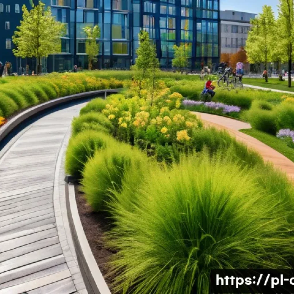 도시계획 중점 과목 - A vibrant urban park in a Polish city during spring, featuring diverse groups of people including fa...