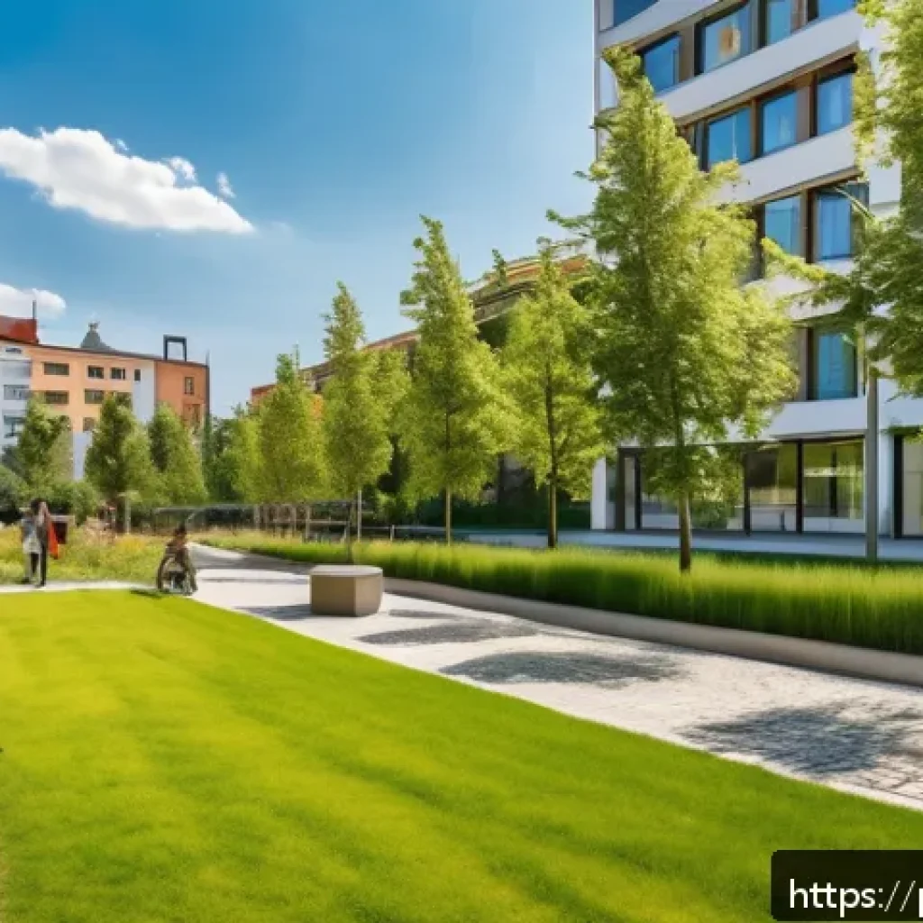 도시계획 전문가의 업무 일기 - A vibrant urban green space in a Polish city during a sunny summer day, featuring a well-maintained ...